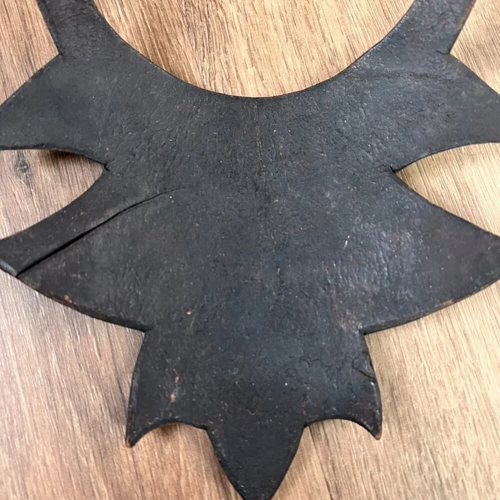 Vintage Leather Breastplate Choker Engraved Necklace Statement Piece African